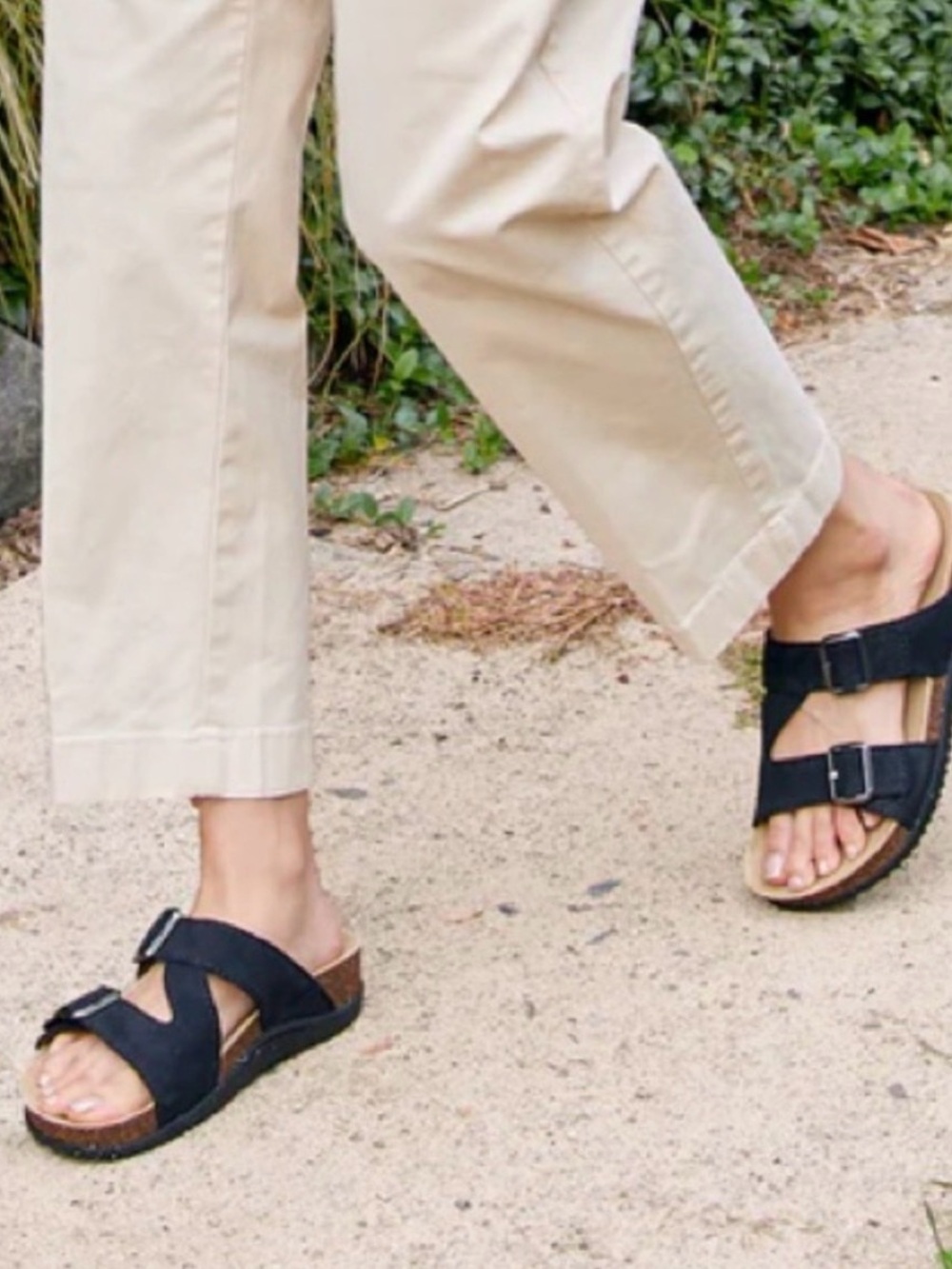 Dansko Dayna Double Buckle Slip-On Sandal in Black Size 37 US 6.5-7
